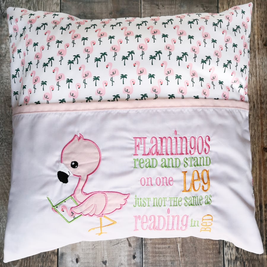 Flamingo Reading Pillow, Flamingo Reading Cushion, Flamingo Cushion