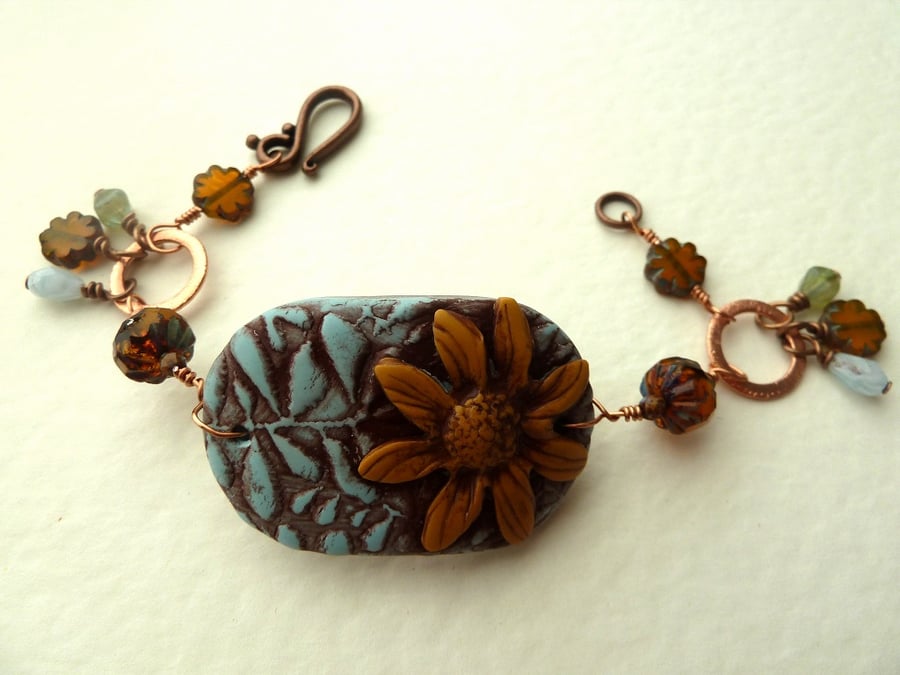 SALE clay flower bracelet