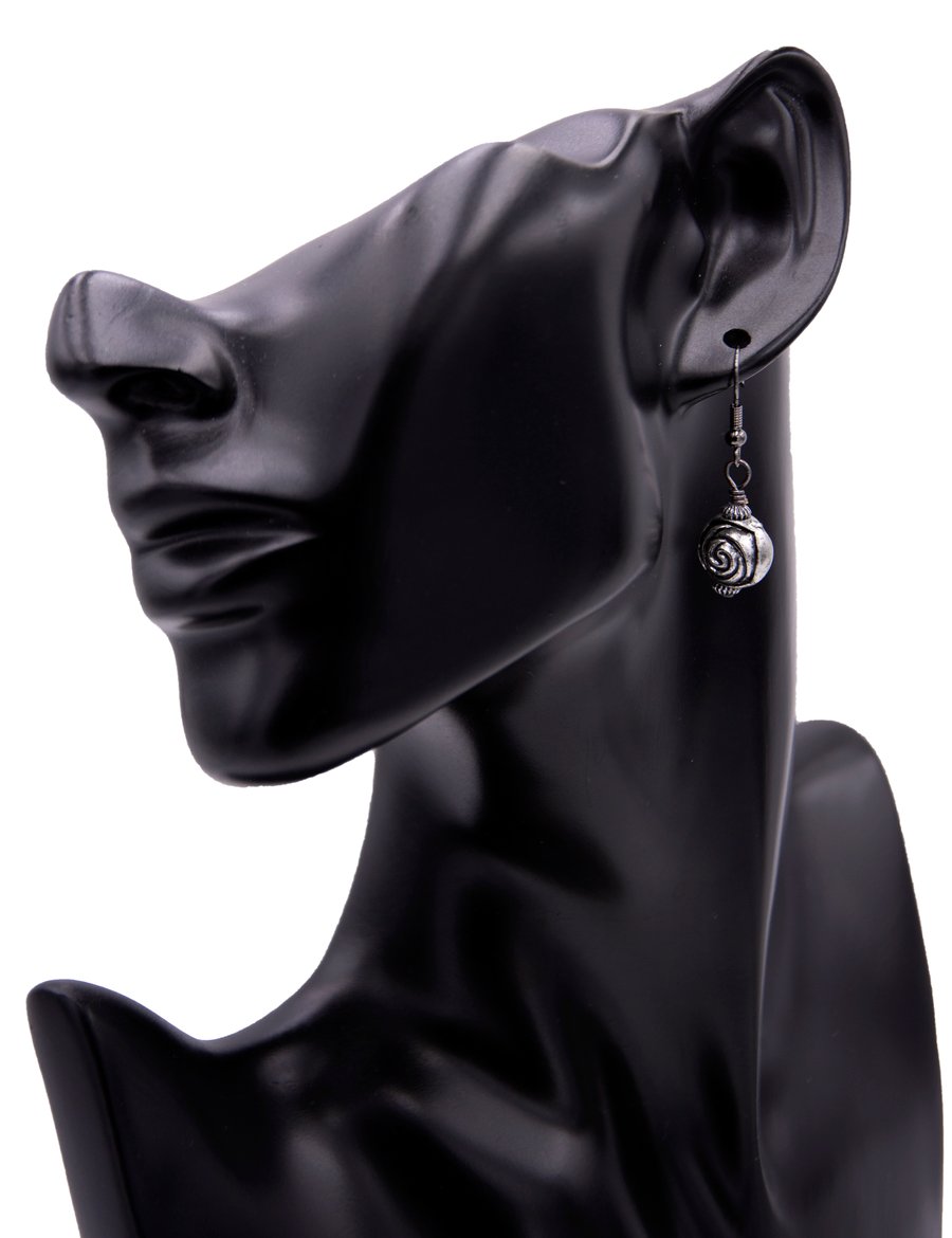 Earrings- metalic rose motif
