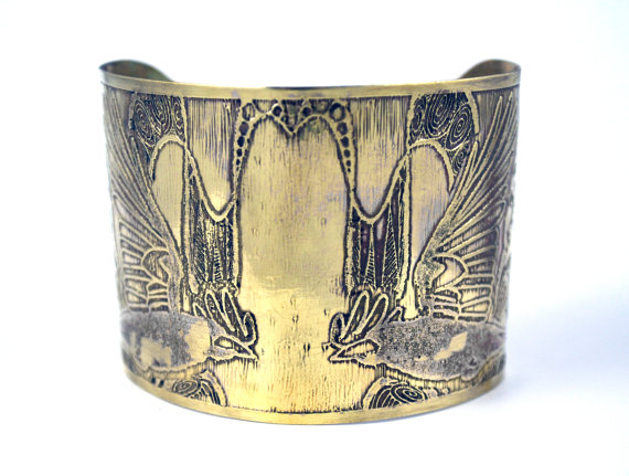 Large Brass rook Cuff - large size
