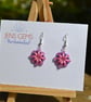 Pink and Purple Floral Style Beadwork Earrings
