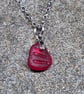 Sea Glass Necklace Red Glass, 19.5" Stainless Steel Cable Chain. - Image 2