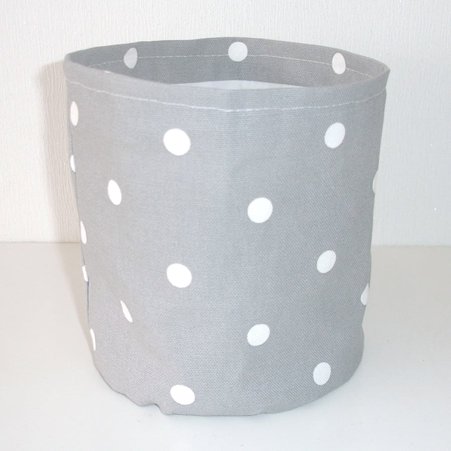 Toilet Roll Holder Storage Pot Basket Polka Dot Grey Bathroom Loo Kitchen Tidy