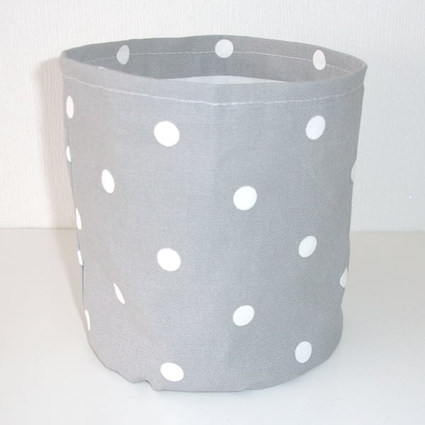 Toilet Roll Holder Storage Pot Basket Polka Dot Grey Bathroom Loo Kitchen Tidy