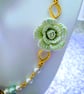 White & Mint Green Shell Pearl Flower Necklace And Matching Earring Set - Image 4