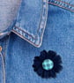 Deep Blue Flower, Daisy Brooch, Flower Badge - Image 3