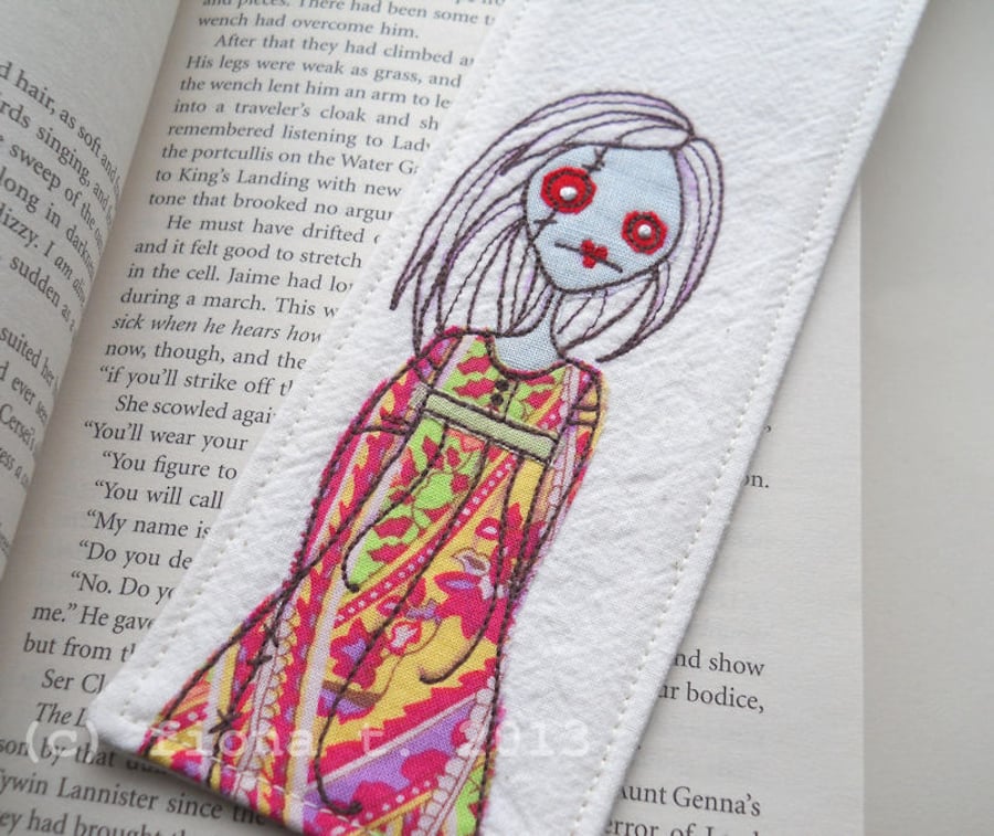embroidered fabric bookmark