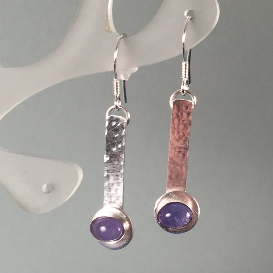 Silver and Tanzanite Dangle earrings