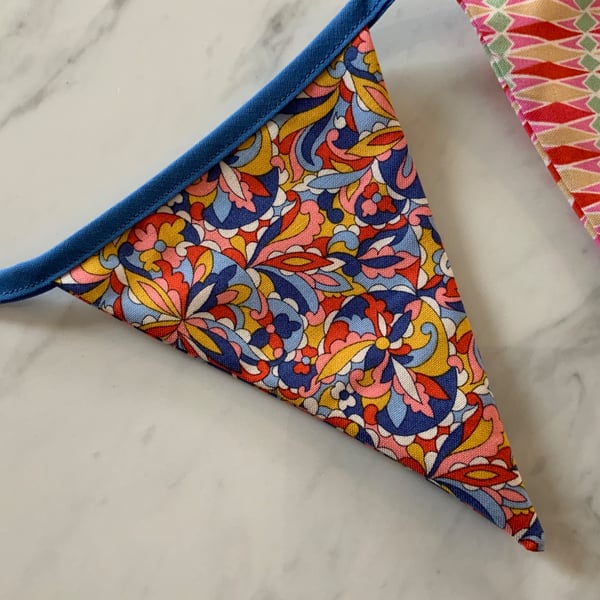 Handmade Liberty Fabrics Bunting – 'Fairground' Nursery Garland (3.5m, 25 Flag