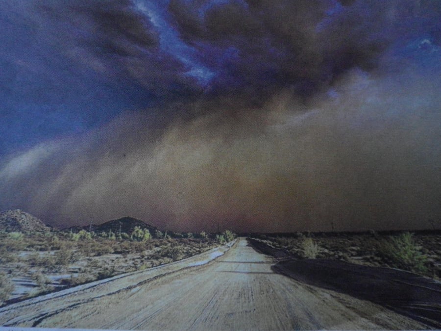 The Dust Storm,  A4, unframed, mounted, free hook & easel, free shipping 4009