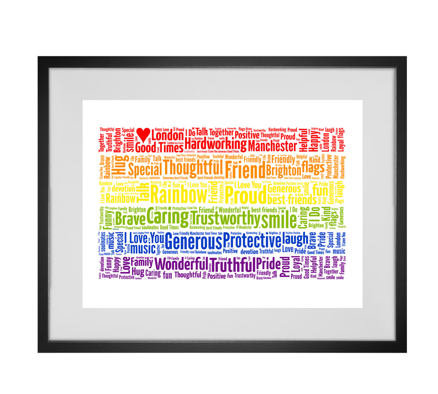 Personalised Pride Rainbow Flag Gay Lesbian LGBT Same Sex Word Art Design