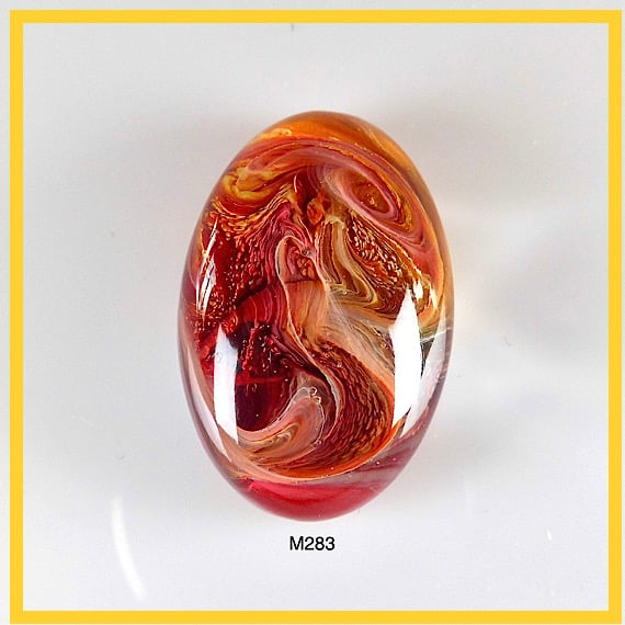 Medium Oval Fire Cabochon, hand made, Unique, resin jewelry - M283