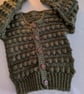Olive green bobble knit cardigan for a newborn baby boy 