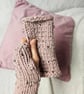 Women's Chunky Hand-Knitted Pink Speckled Stretch Fingerless Gloves - Image 6