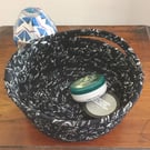 Basket - coiled fabric in black and white - small storage
