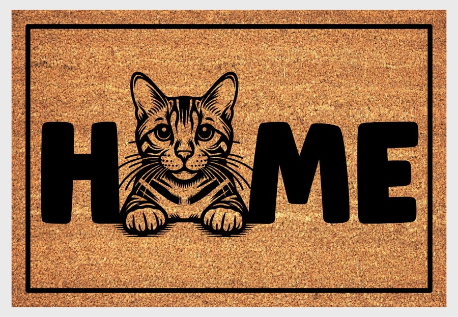 Bengal Cat Home Door Mat No.3 - Shorthair Bengal Cat Welcome Mat - 3 Sizes