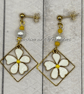Gold Floral Pearl Earrings with Faux Pearl Beads – Handmade Jewellery - Image 7