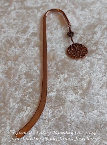 Copper Bookmark with Handcrafted Charm.