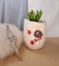British Wool Pot with a magical hagstone – Handmade, Natural, and One-of-a-Kind