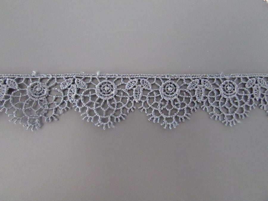 Delicate Grey Venise Guipure Lace sold by the metre