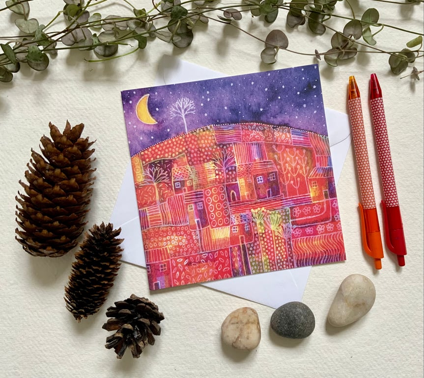 Blank Art Card, abstract landscape greetings card