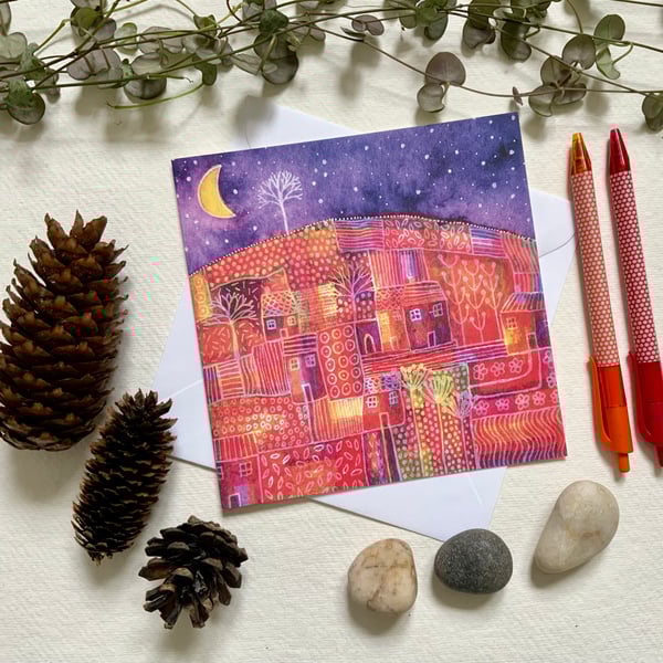 Blank Art Card, abstract landscape greetings card