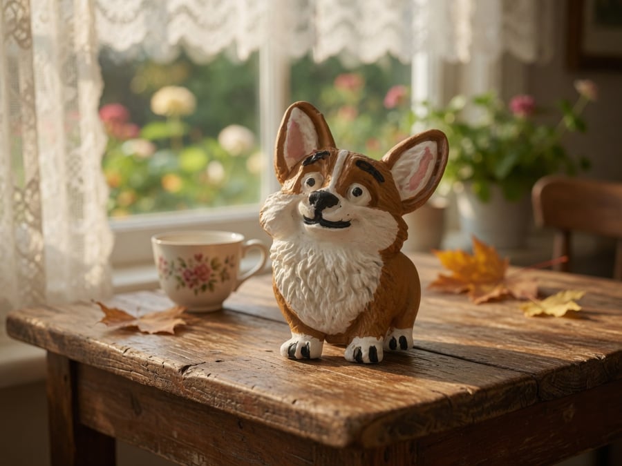Handmade Air Dry Clay Corgi Dog Magnet - Cute Fridge Magnet & Pet Lover Gift
