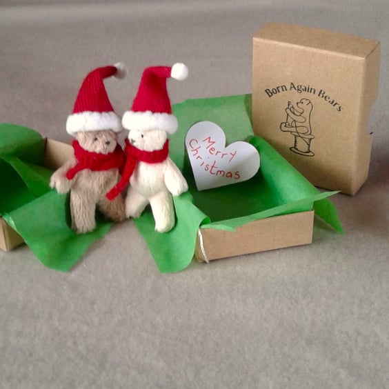 Tiny ted in a box, Christmas letterbox gift 'random act of tiny furry kindness'