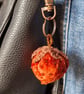 Copper strawberry textile art handbag charm,keyring  - Image 5