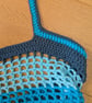 Crochet market bag - Blues - Image 3