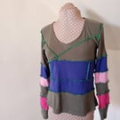 Green patchwork top with long sleeves 