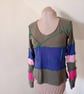 Green patchwork top with long sleeves 