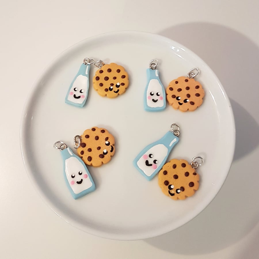 KAWAII Milk & Cookie necklace - handmade, unique, gift, cute