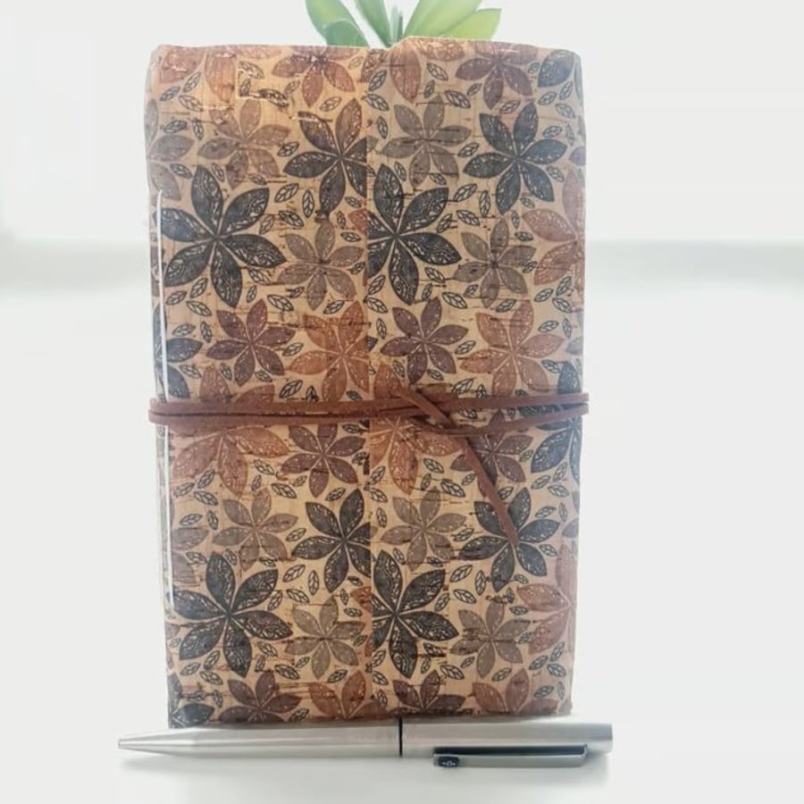 Flower Print Cork Notebook Journal