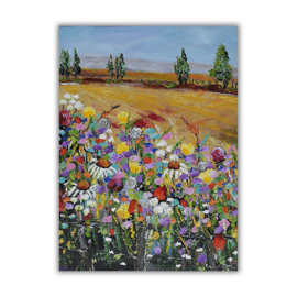 An original painting - Scottish landscape - wildflowers - varnished and mounted