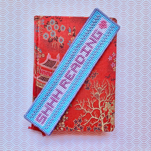 Bookmark Cross Stitch & Needlepoint Hand Sewn with Motto & Heart Book Lover Gift