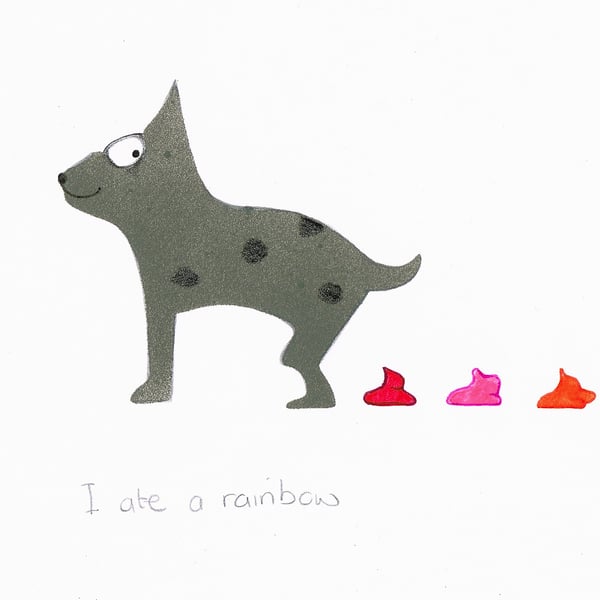 I ate a rainbow, dog spray painting