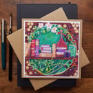 Blackberries and books handmade blank card, keepsake form my original artwork