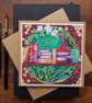 Blackberries and books handmade blank card, keepsake form my original artwork