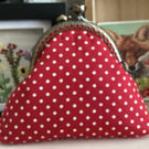 Red dotty coin purse with red crystal antique bronze clasp