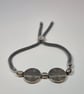 Celtic Spiral Disc Bracelet Adjustable Grey Cord Antique Silver Unisex Handmade  - Image 4