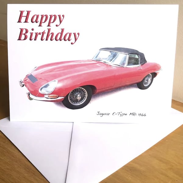 Jaguar E-Type Mk1 1966 - Birthday, Anniversary, Retirement or Plain Card