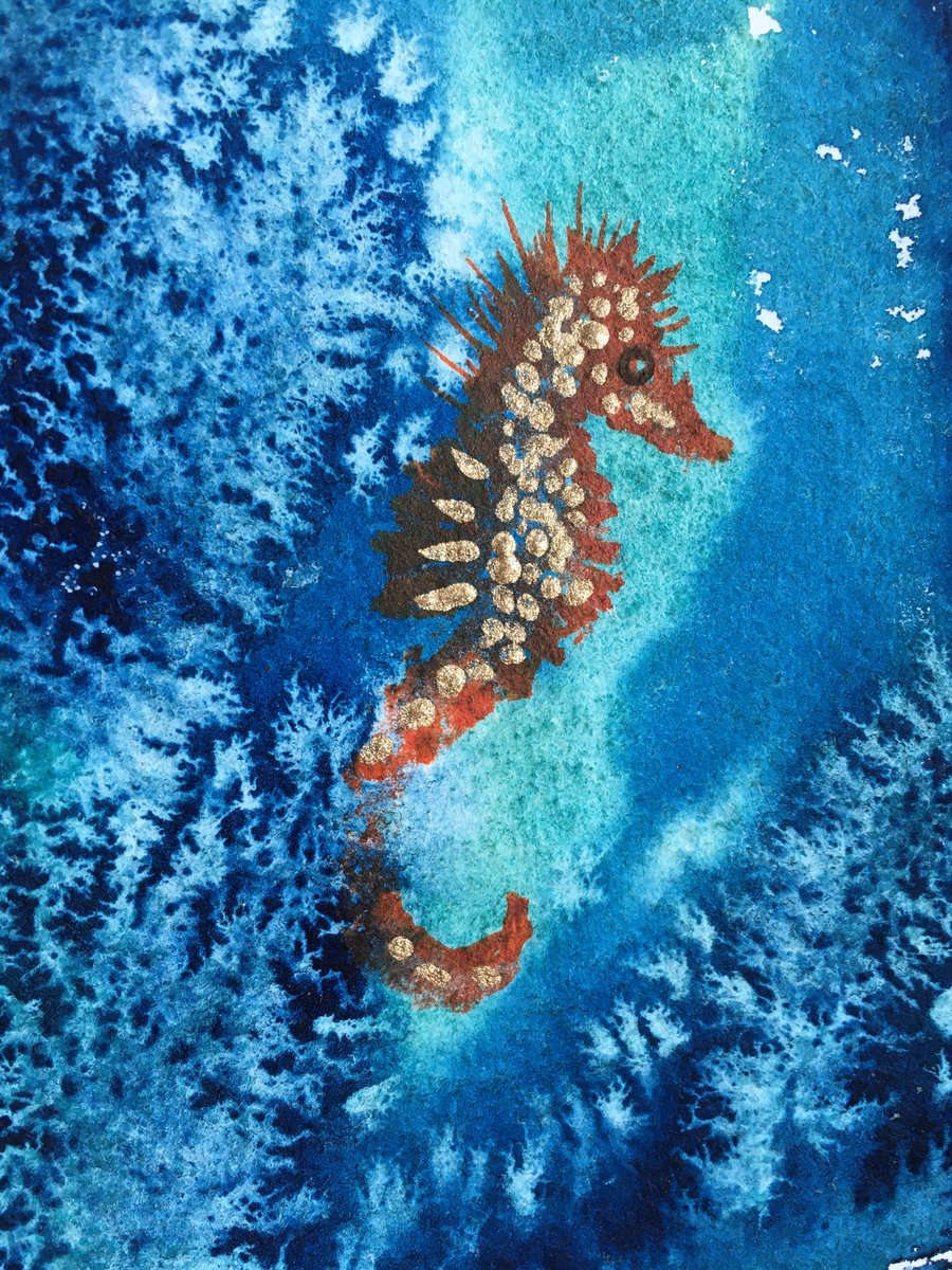 Seahorse in the deep painting 