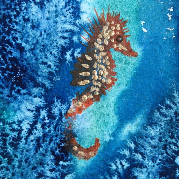 Seahorse in the deep painting 