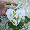 Snowdrop hand-painted Christmas heart decoration 