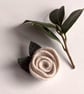 Pearl coloured rose brooch: upcycled wool felt - Image 2