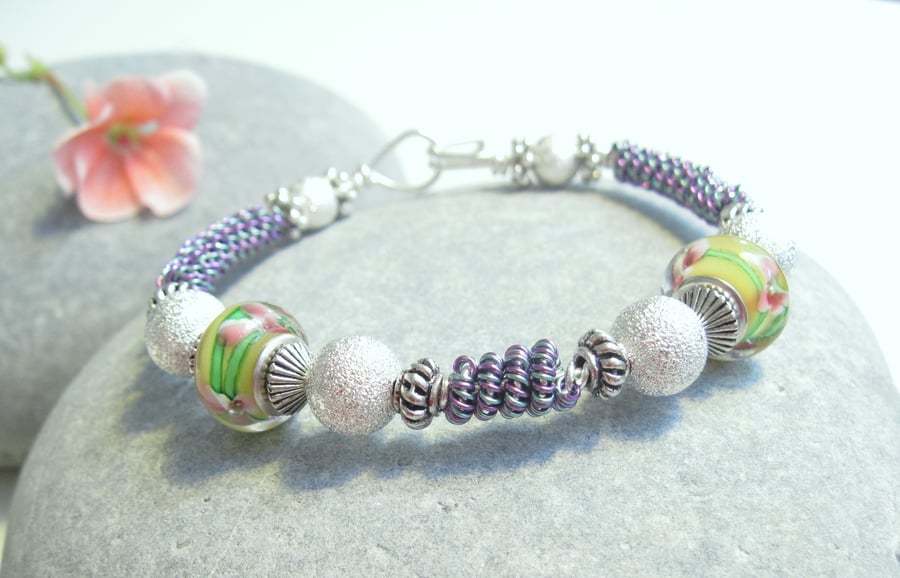 Violet Pink and Yellow Bangle