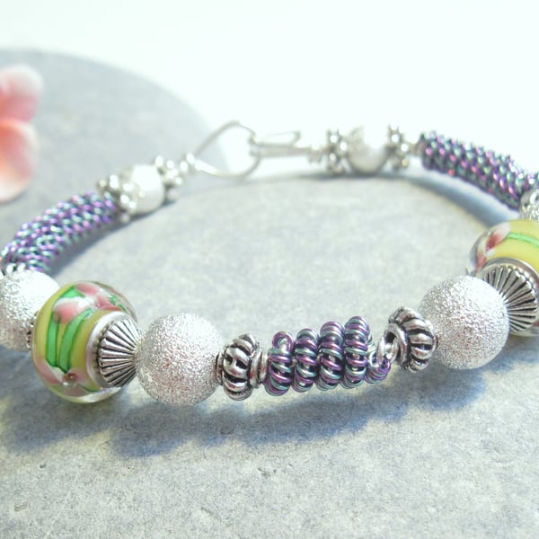 Violet Pink and Yellow Bangle