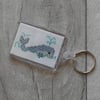 Cross Stitch Whale - Rectangular Keyring