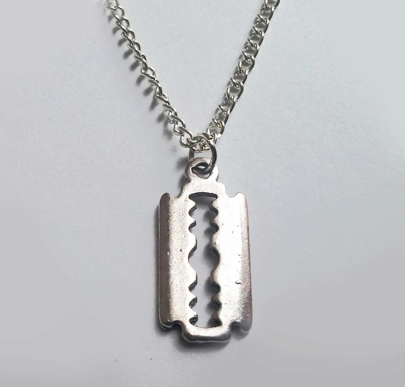 Razor Blade Silver Plate Gothic Necklace